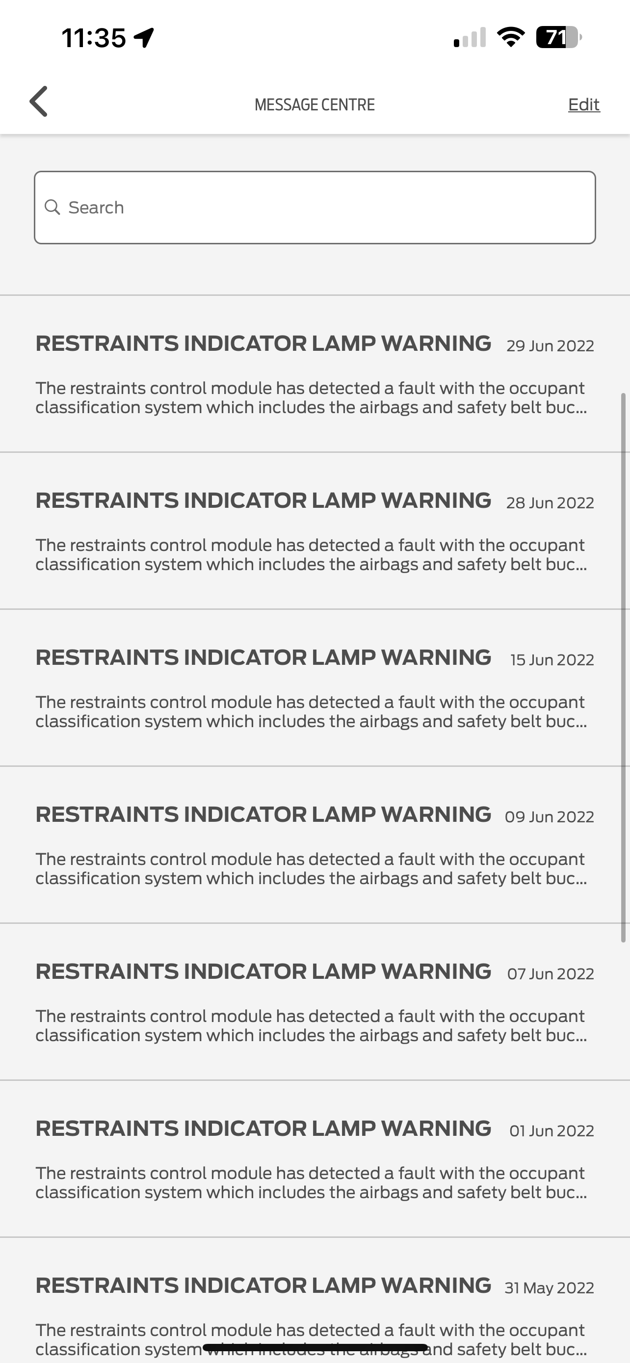 ford restraints warning lamp indicator light